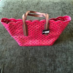 SR2 by Sondra Roberts pink patent-leather tote